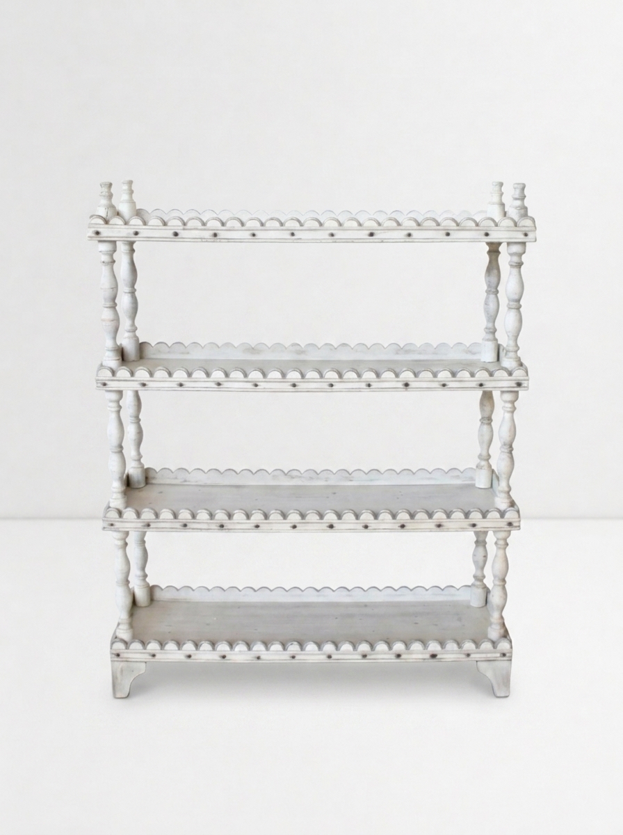 4 Tier White Washed Shelf